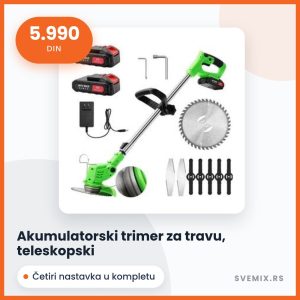 Akumulatorski trimer za travu, teleskopski