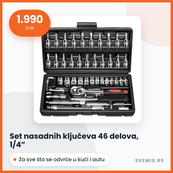 Set nasadnih ključeva 46 delova, 1/4"