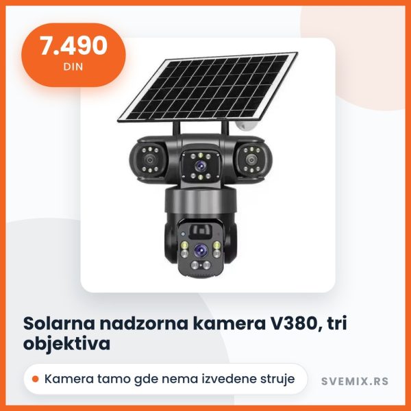Solarna nadzorna kamera V380, tri objektiva, WiFi